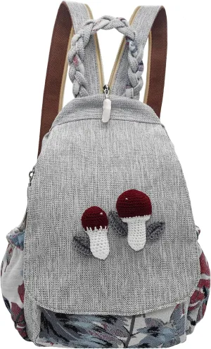 Womens Hippie Cotton Hemp Cloth Backpack Boho Vintage Embroidered Casual Purse