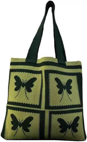 Women's knitted handbag, Butterfly shoulder bag, cute wool woven bag Crochet tote bag Hobo Bags