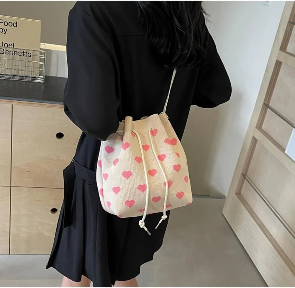 Women's Knitted Yarn Crochet Crossbody Bags Top Handle Knit Women Shoulder Handbags Versatile Korean Casual Bags