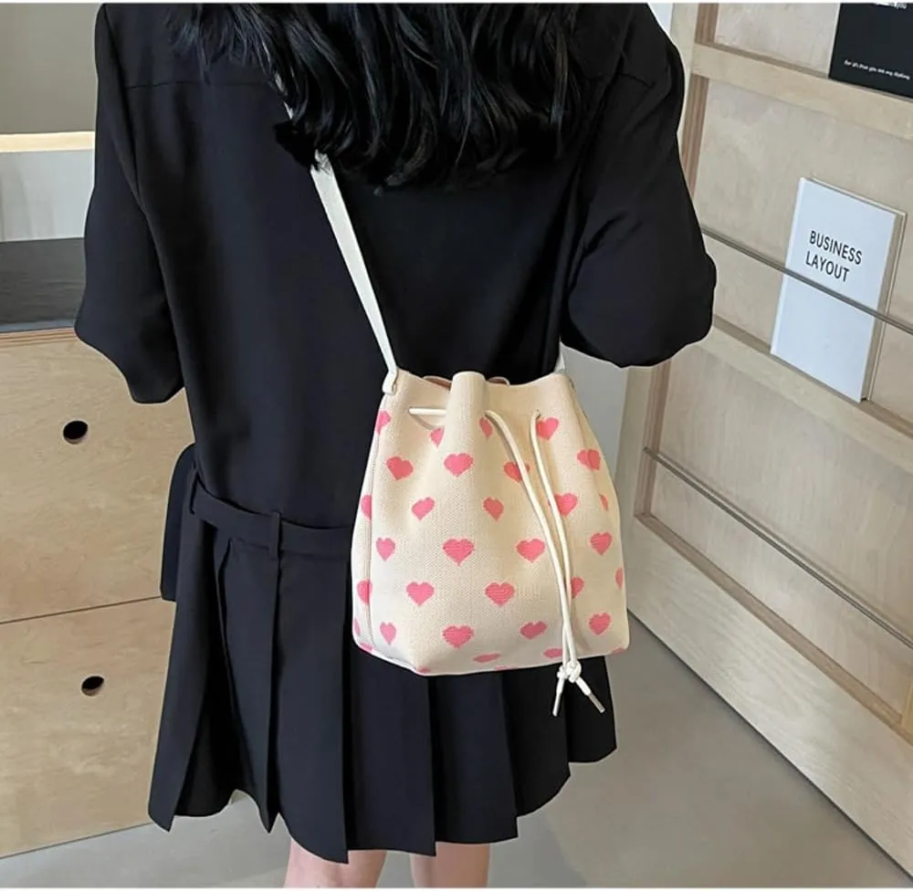 Women's Knitted Yarn Crochet Crossbody Bags Top Handle Knit Women Shoulder Handbags Versatile Korean Casual Bags
