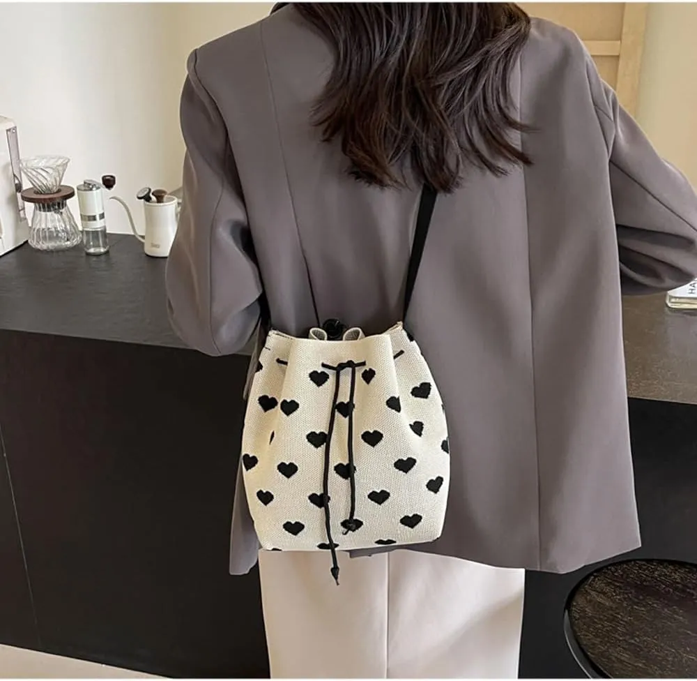Women's Knitted Yarn Crochet Crossbody Bags Top Handle Knit Women Shoulder Handbags Versatile Korean Casual Bags