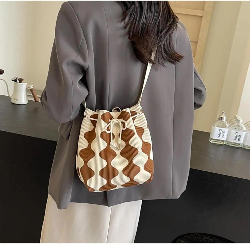 Women's Knitted Yarn Crochet Crossbody Bags Top Handle Knit Women Shoulder Handbags Versatile Korean Casual Bags