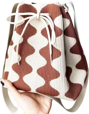 Women's Knitted Yarn Crochet Crossbody Bags Top Handle Knit Women Shoulder Handbags Versatile Korean Casual Bags