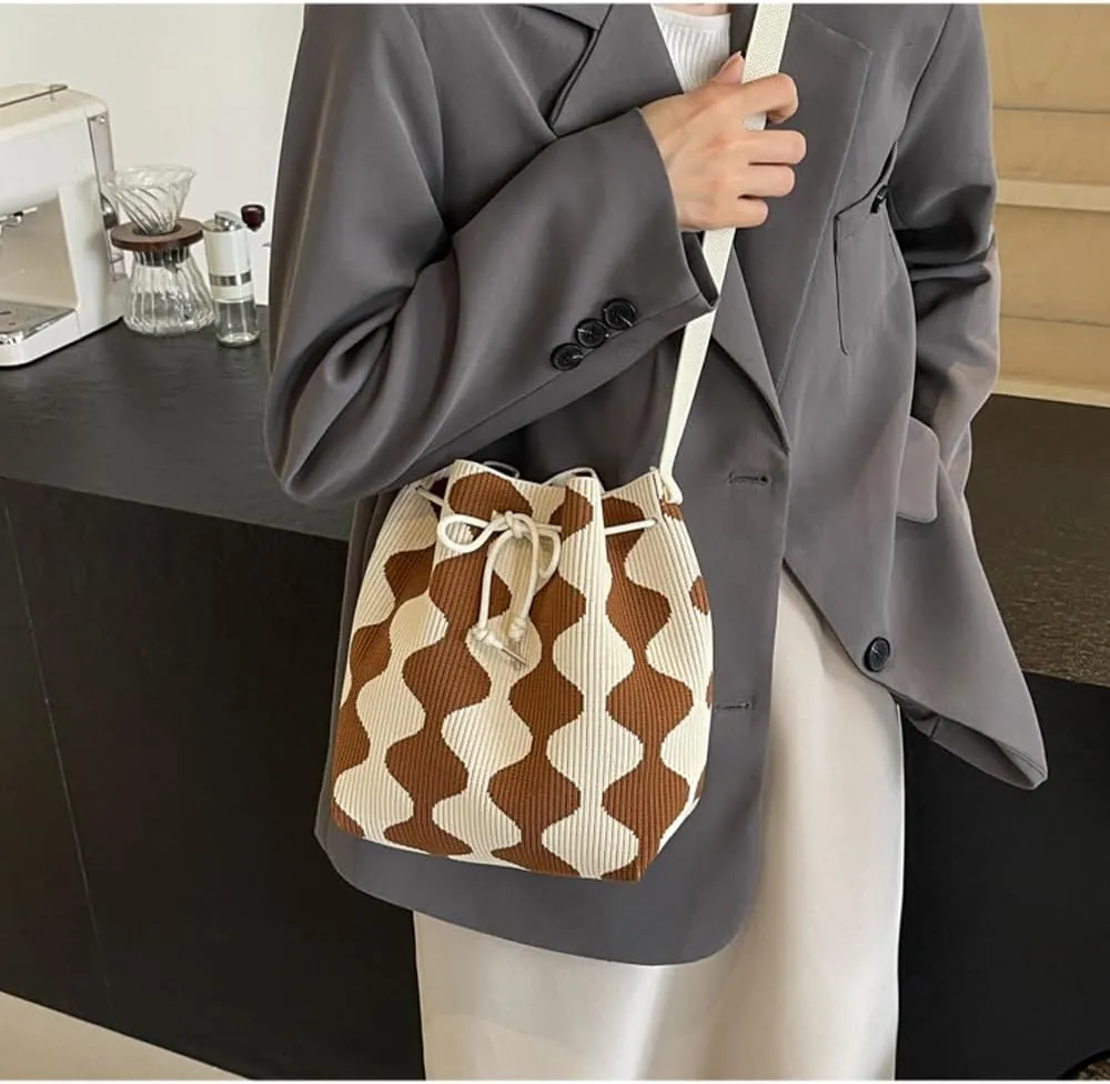 Women's Knitted Yarn Crochet Crossbody Bags Top Handle Knit Women Shoulder Handbags Versatile Korean Casual Bags