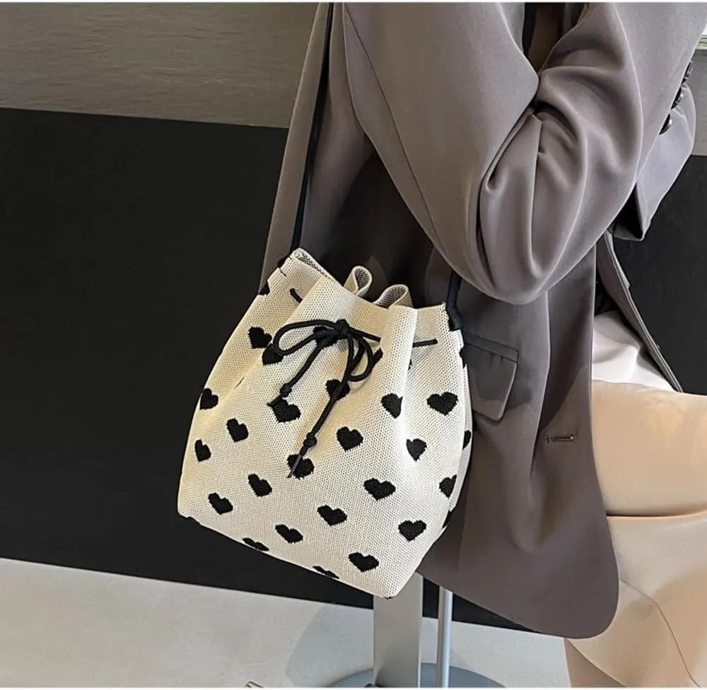 Women's Knitted Yarn Crochet Crossbody Bags Top Handle Knit Women Shoulder Handbags Versatile Korean Casual Bags