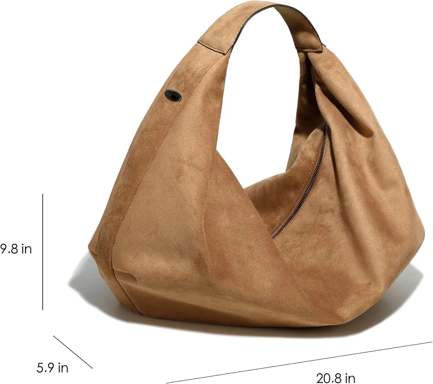 Women's Large Slouchy Crescent Suede Hobo Tote Shoulder Bag