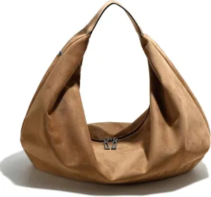 Women's Large Slouchy Crescent Suede Hobo Tote Shoulder Bag