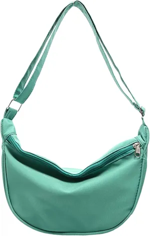 Women's Nylon Crossbody Bag Large Capacity Shoulder Bags Sling Purse Crescent Bag with Adjustable Strap