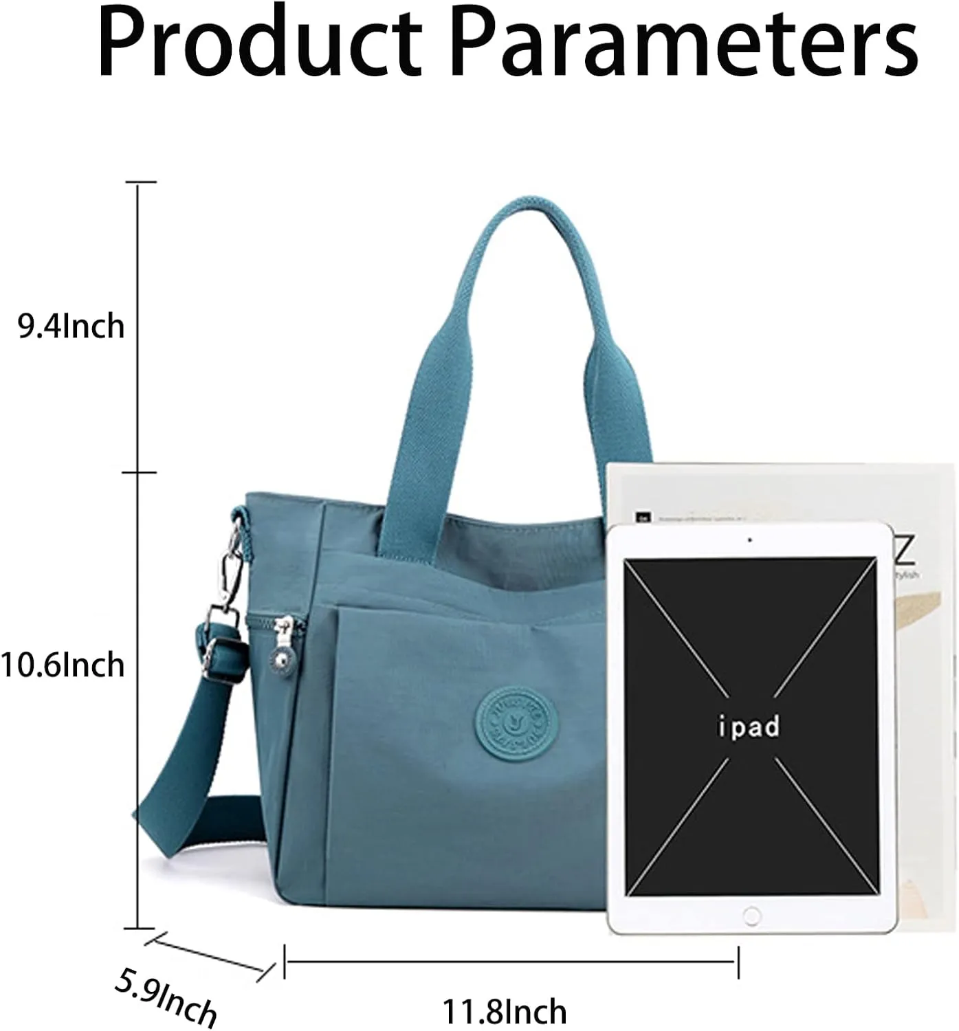 Womens Nylon Waterproof with Zipper Anti Theft Multi-pocket CrossBody Bag, Clutch Wallet with Adjustable Strap Daily Bags (Black)