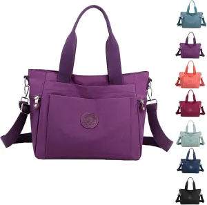 Womens Nylon Waterproof with Zipper Anti Theft Multi-pocket CrossBody Bag, Clutch Wallet with Adjustable Strap Daily Bags (Purple)