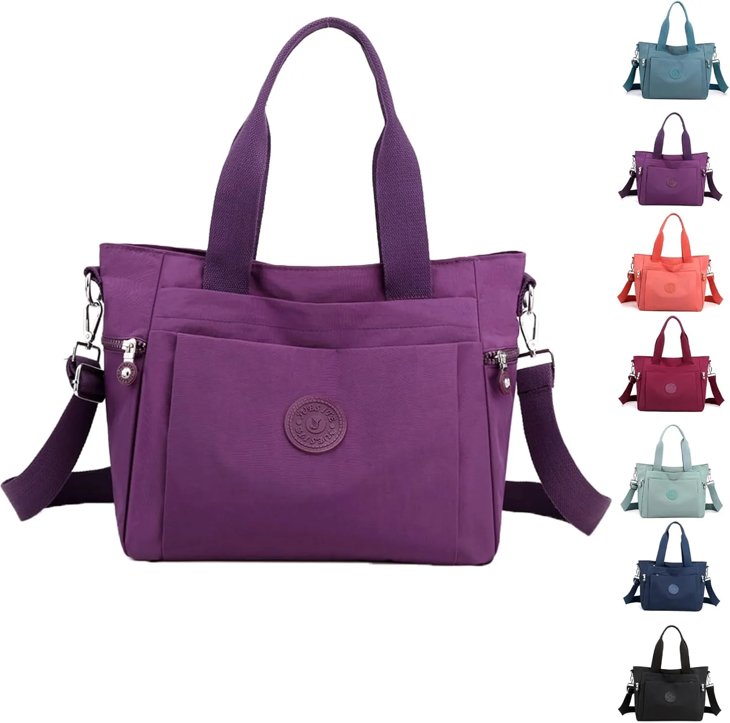 Womens Nylon Waterproof with Zipper Anti Theft Multi-pocket CrossBody Bag, Clutch Wallet with Adjustable Strap Daily Bags (Purple)