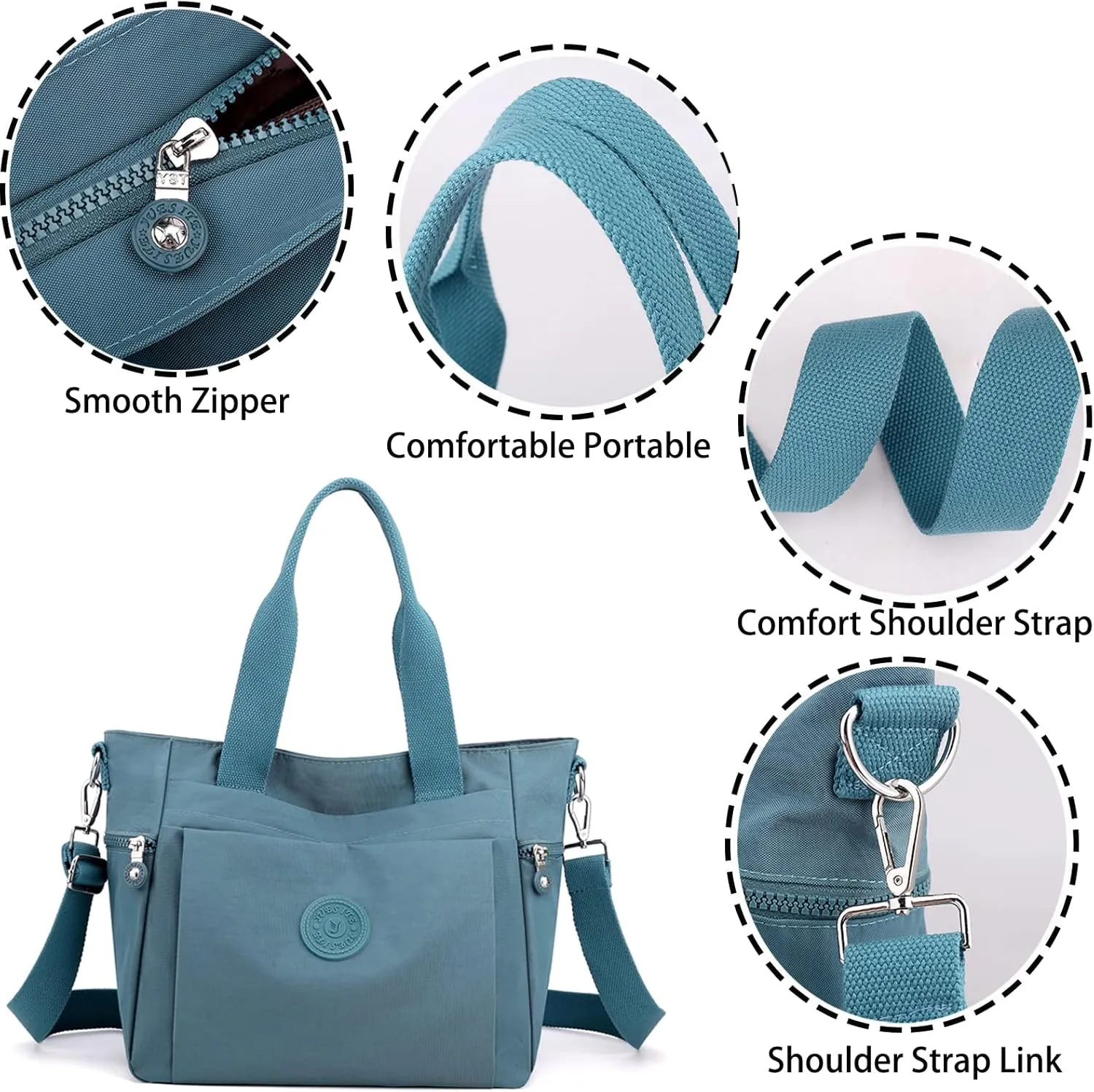 Womens Nylon Waterproof with Zipper Anti Theft Multi-pocket CrossBody Bag, Clutch Wallet with Adjustable Strap Daily Bags (Purple)
