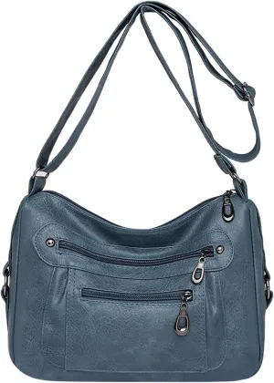 Women's Purses and Handbags Women's Crescent Shoulder Bags with Adjustable Strap Nylon Quilted Shoulder Purse(Blue)