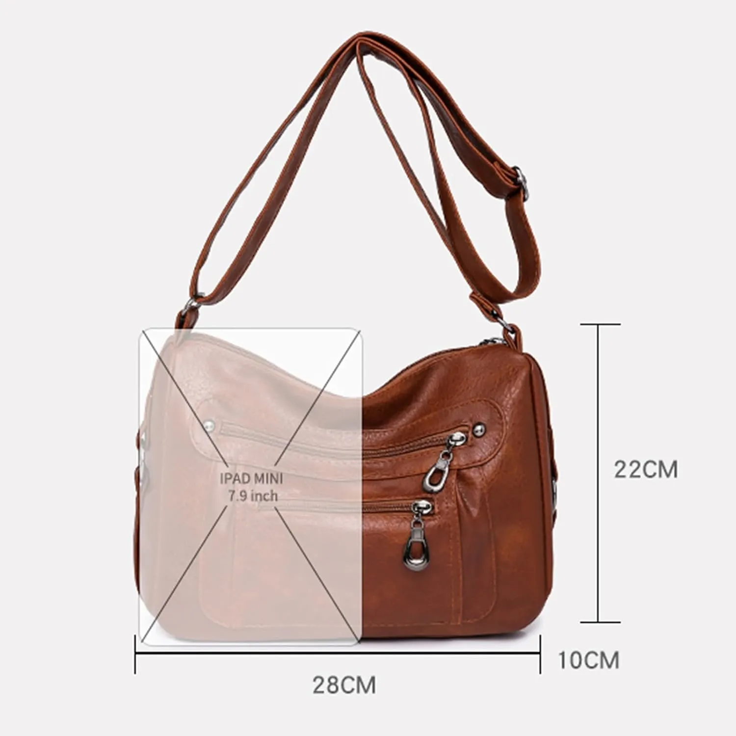 Women's Purses and Handbags Women's Crescent Shoulder Bags with Adjustable Strap Nylon Quilted Shoulder Purse(Brown)