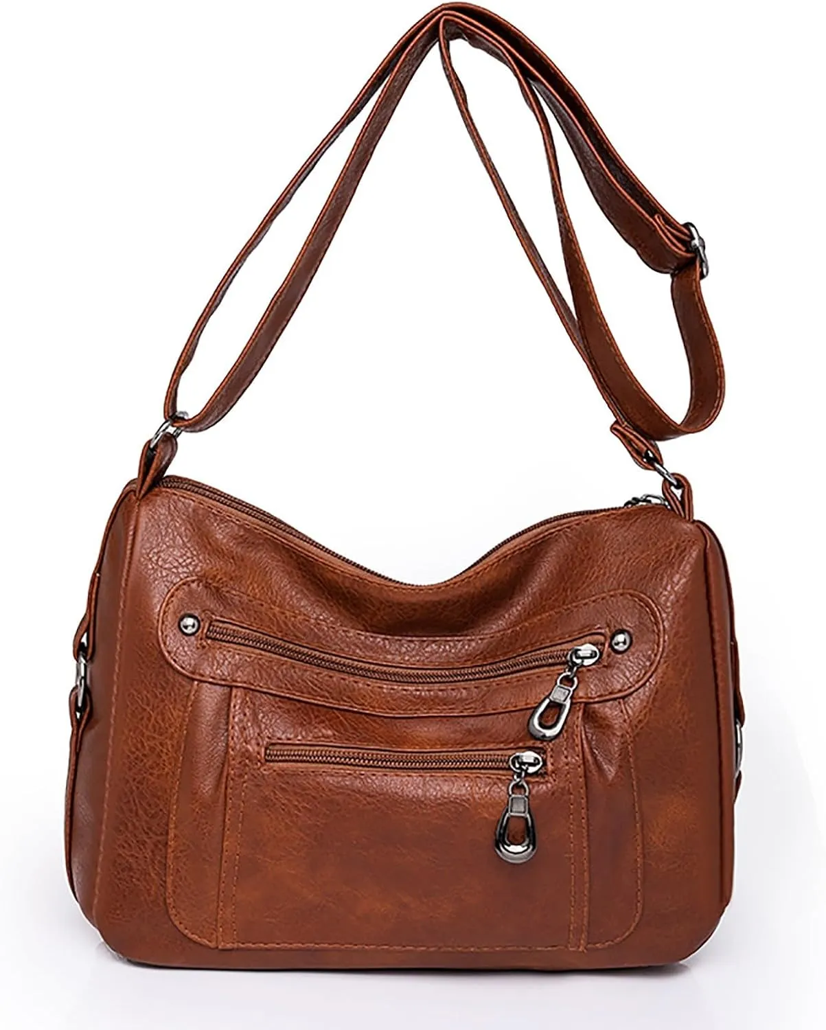 Women's Purses and Handbags Women's Crescent Shoulder Bags with Adjustable Strap Nylon Quilted Shoulder Purse(Brown)