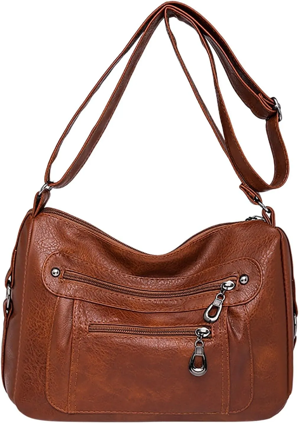 Women's Purses and Handbags Women's Crescent Shoulder Bags with Adjustable Strap Nylon Quilted Shoulder Purse(Brown)