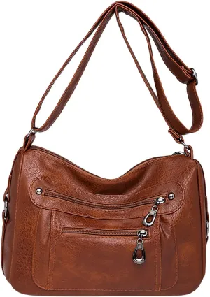Women's Purses and Handbags Women's Crescent Shoulder Bags with Adjustable Strap Nylon Quilted Shoulder Purse(Brown)