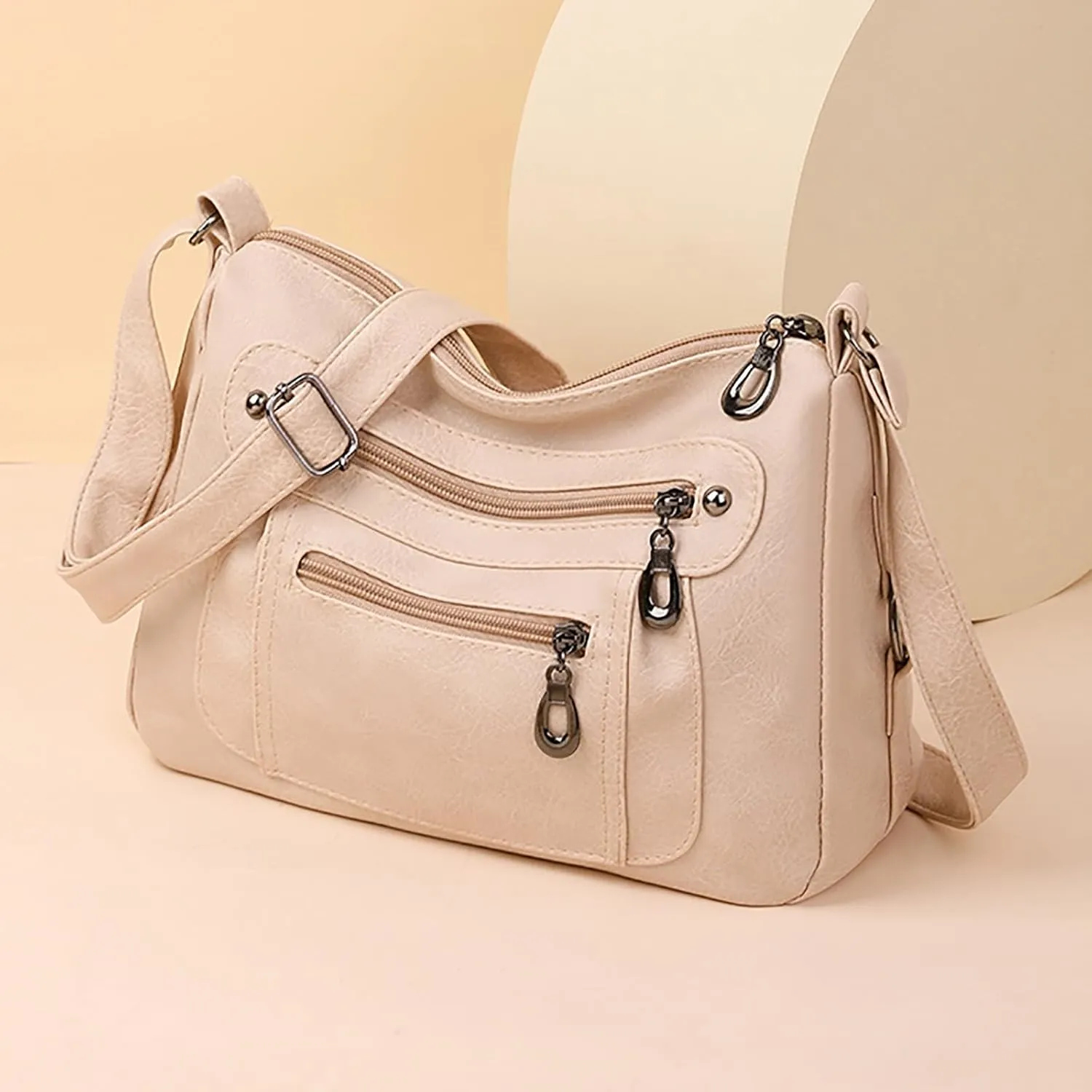 Women's Purses and Handbags Women's Crescent Shoulder Bags with Adjustable Strap Nylon Quilted Shoulder Purse(White)