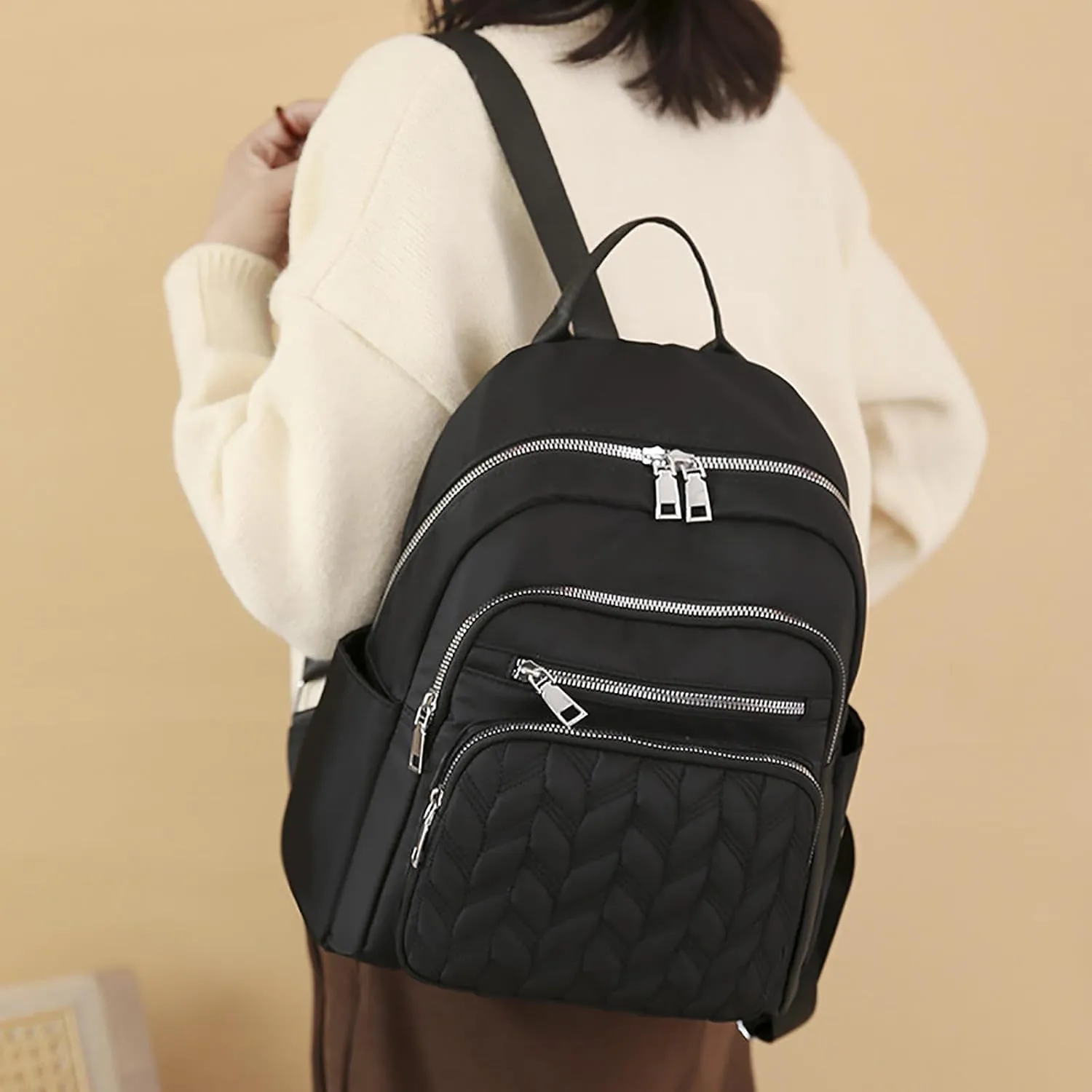 Women's Soft Leather Travel Backpack Soft Rucksack Ladies Shoulder Bags Medium Designer Backpack Purse for Women