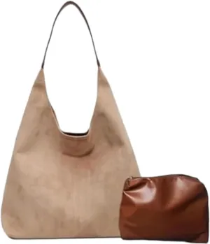Women's Tote Bag for Work & Travel - Large Capacity Office Handbag with Suede Slouchy Design, Versatile Shoulder Bag