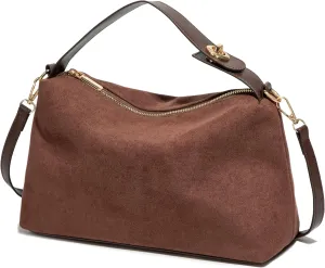 Women’s Vintage Suede Crescent Crossbody Bag, Adjustable Strap Shoulder Tote Purse
