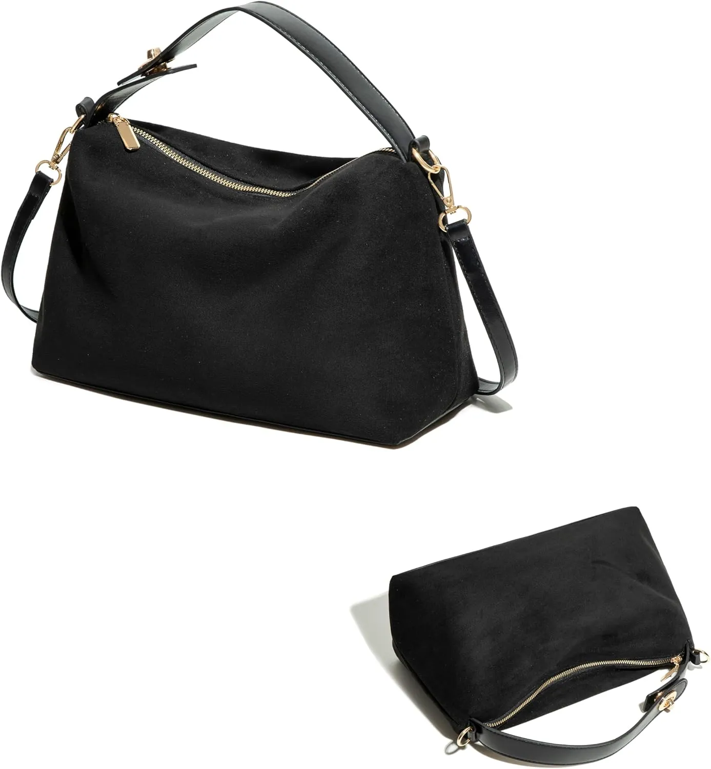 Women’s Vintage Suede Crescent Crossbody Bag, Adjustable Strap Shoulder Tote Purse