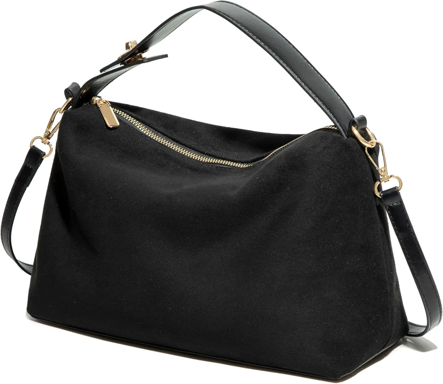 Women’s Vintage Suede Crescent Crossbody Bag, Adjustable Strap Shoulder Tote Purse