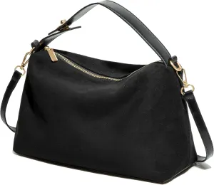 Women’s Vintage Suede Crescent Crossbody Bag, Adjustable Strap Shoulder Tote Purse