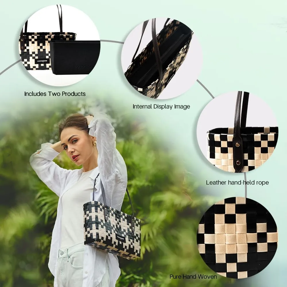 Women's Woven Bag，PP eco-Friendly Bag,Trendy Travel Bag，Handbag，Top-Handle，Shoulder Bags