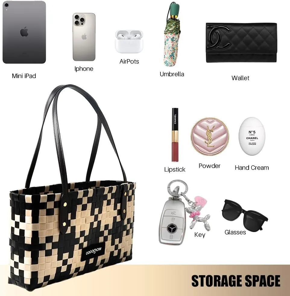 Women's Woven Bag，PP eco-Friendly Bag,Trendy Travel Bag，Handbag，Top-Handle，Shoulder Bags