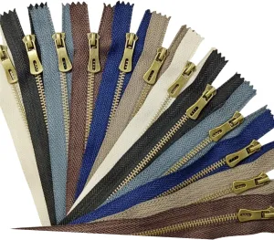 Wonesifee Metal Zippers 12pcs #3 Antique Brass Close-end Non-Separating Zippers Assorted Colorful for Purses Bags Pockets Handbags DIY Sewing Craft Mixed 6Colors 2pcs Each (6colors, 12inch-12pcs)
