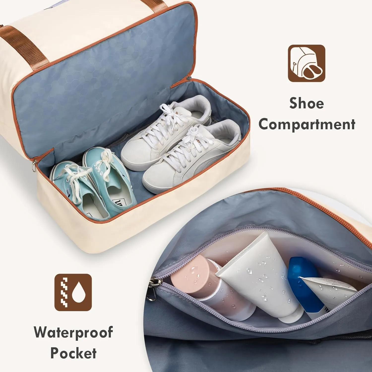 WOOMADA Weekender Overnight Bag for Women, Shoulder Travel Duffel with Shoes Compartment,Gym Bag with Toiletry Bag