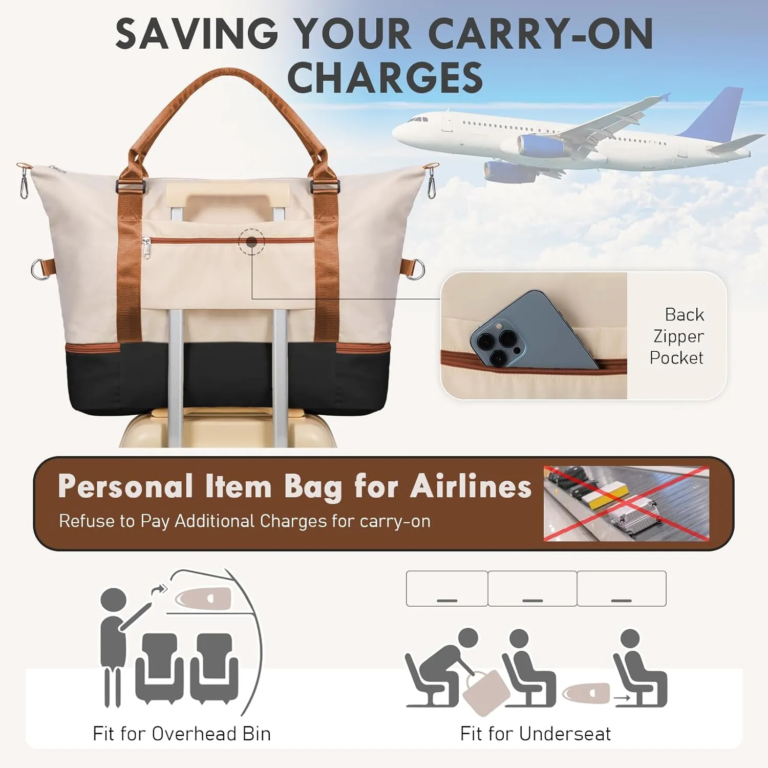WOOMADA Weekender Overnight Bag for Women, Shoulder Travel Duffel with Shoes Compartment,Gym Bag with Toiletry Bag
