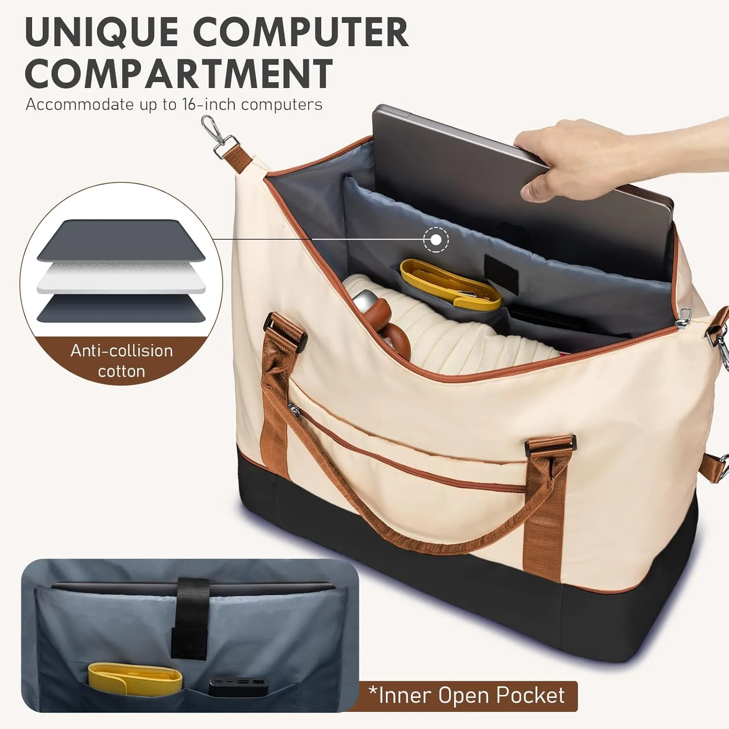 WOOMADA Weekender Overnight Bag for Women, Shoulder Travel Duffel with Shoes Compartment,Gym Bag with Toiletry Bag