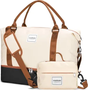 WOOMADA Weekender Overnight Bag for Women, Shoulder Travel Duffel with Shoes Compartment,Gym Bag with Toiletry Bag