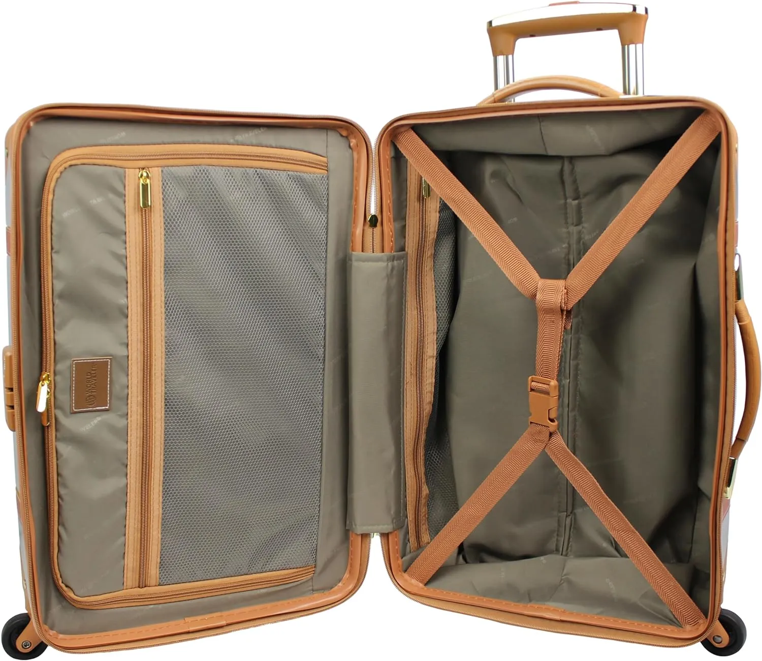 World Traveler Gatsby Vintage Style Hardside Carry-On Retro Train Case Spinner Luggage, Black, 2-Piece Set (Tote/20-Inch)