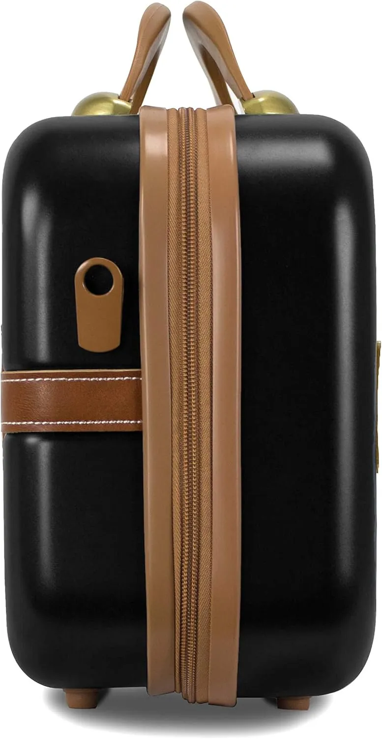World Traveler Gatsby Vintage Style Hardside Carry-On Retro Train Case Spinner Luggage, Black, 2-Piece Set (Tote/20-Inch)