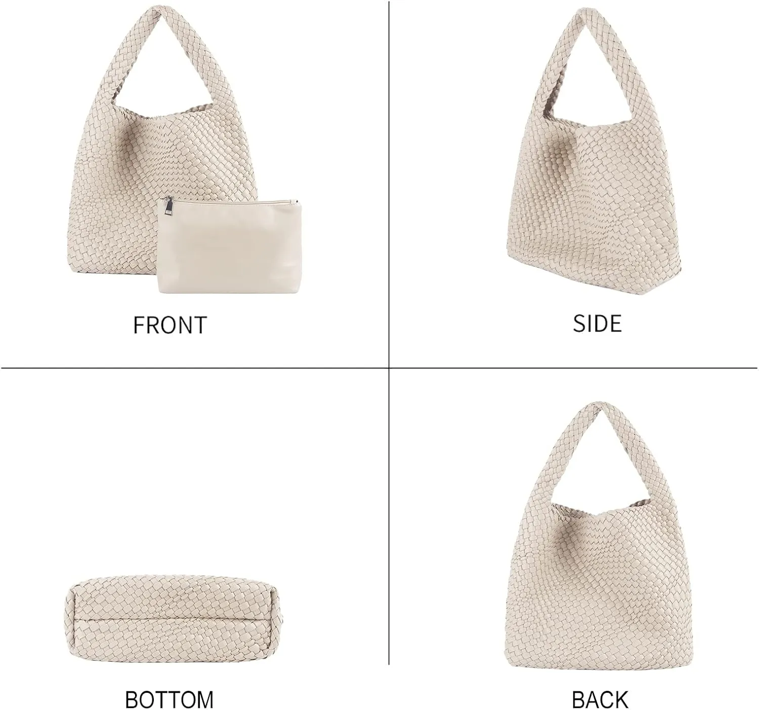 Woven Bag for Women, Vegan Leather Hobo Tote Bags, Top-handle Handmade Purse