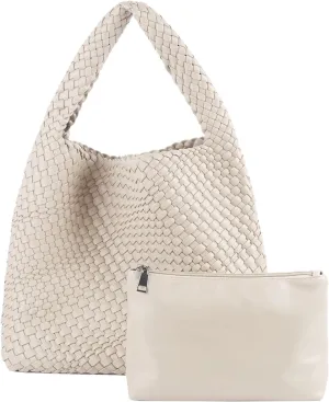 Woven Bag for Women, Vegan Leather Hobo Tote Bags, Top-handle Handmade Purse