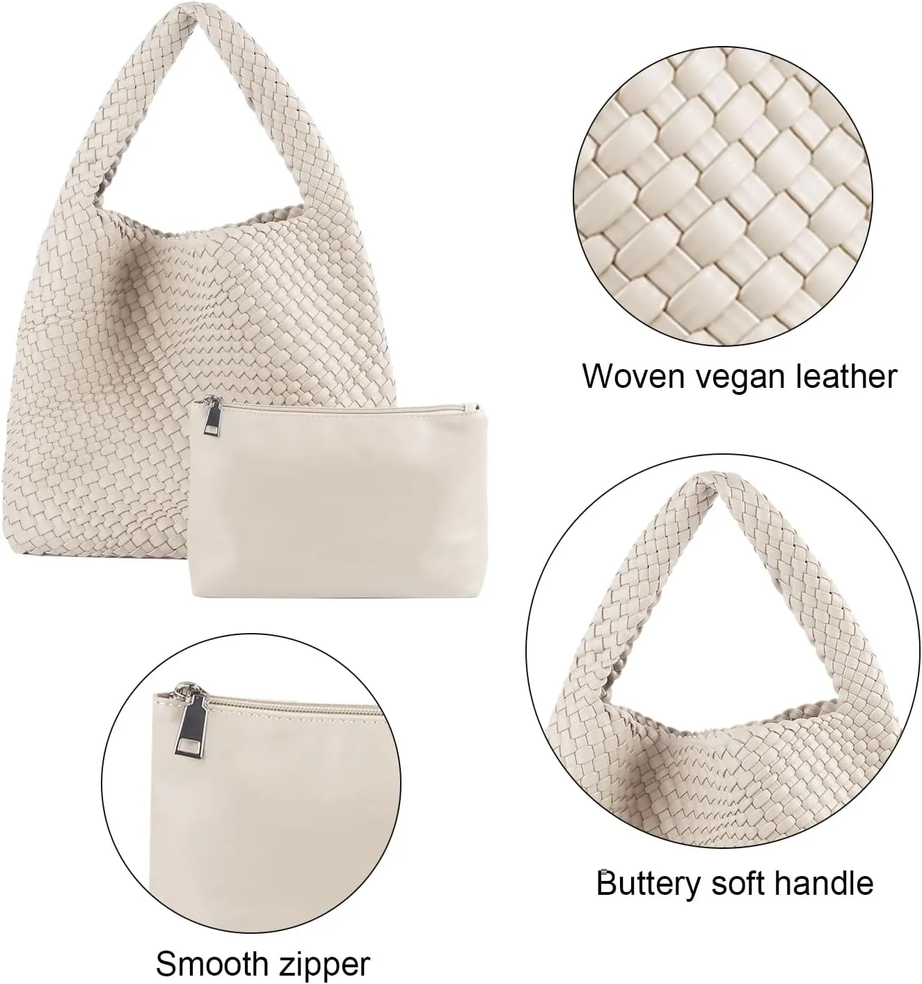 Woven Bag for Women, Vegan Leather Hobo Tote Bags, Top-handle Handmade Purse