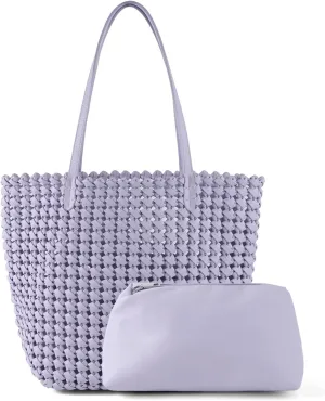 Woven Bag for Women Vegan Leather Tote Bag Large Summer Beach Travel Handbag and Clutch Retro Handmade Shoulder Bag