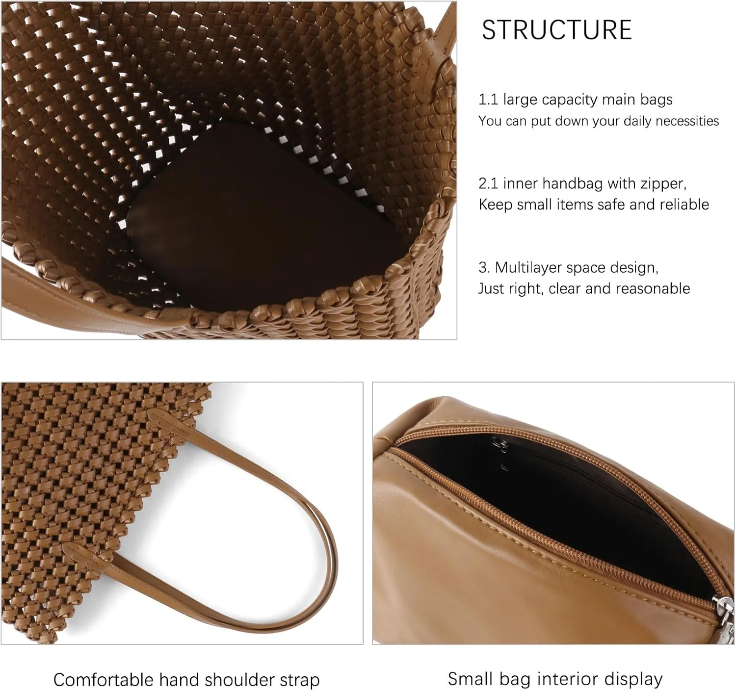 Woven Bag for Women Vegan Leather Tote Bag Large Summer Beach Travel Handbag and Clutch Retro Handmade Shoulder Bag