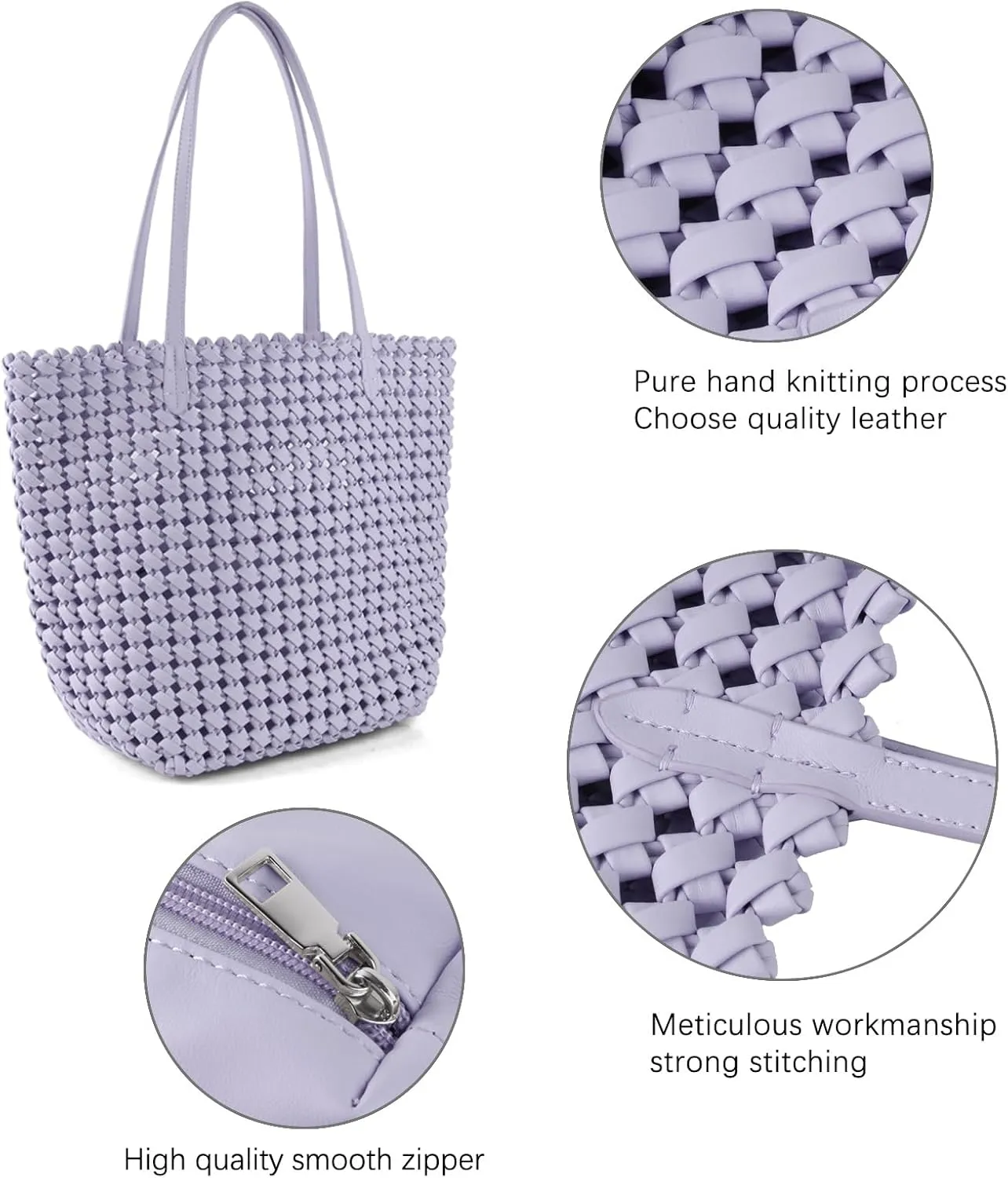 Woven Bag for Women Vegan Leather Tote Bag Large Summer Beach Travel Handbag and Clutch Retro Handmade Shoulder Bag