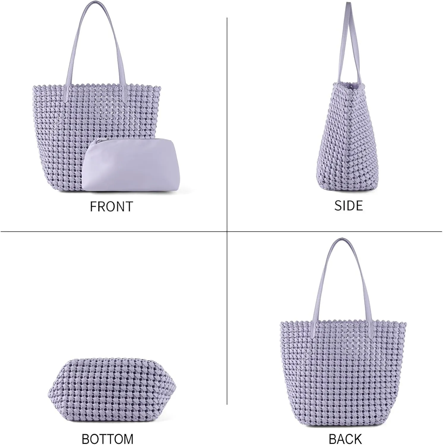 Woven Bag for Women Vegan Leather Tote Bag Large Summer Beach Travel Handbag and Clutch Retro Handmade Shoulder Bag