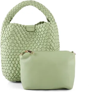 Woven Bag for Women Vegan Leather Tote Bag Travel Handbag and Purse Retro Handmade Trending Hobo Bag