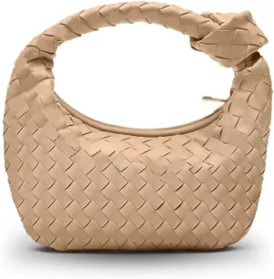 Woven Bag for Women - Woven Purses - Small Hobo Bags - Fashion Knotted Top Handle Handbags Clutch - Soft Vegan Leather
