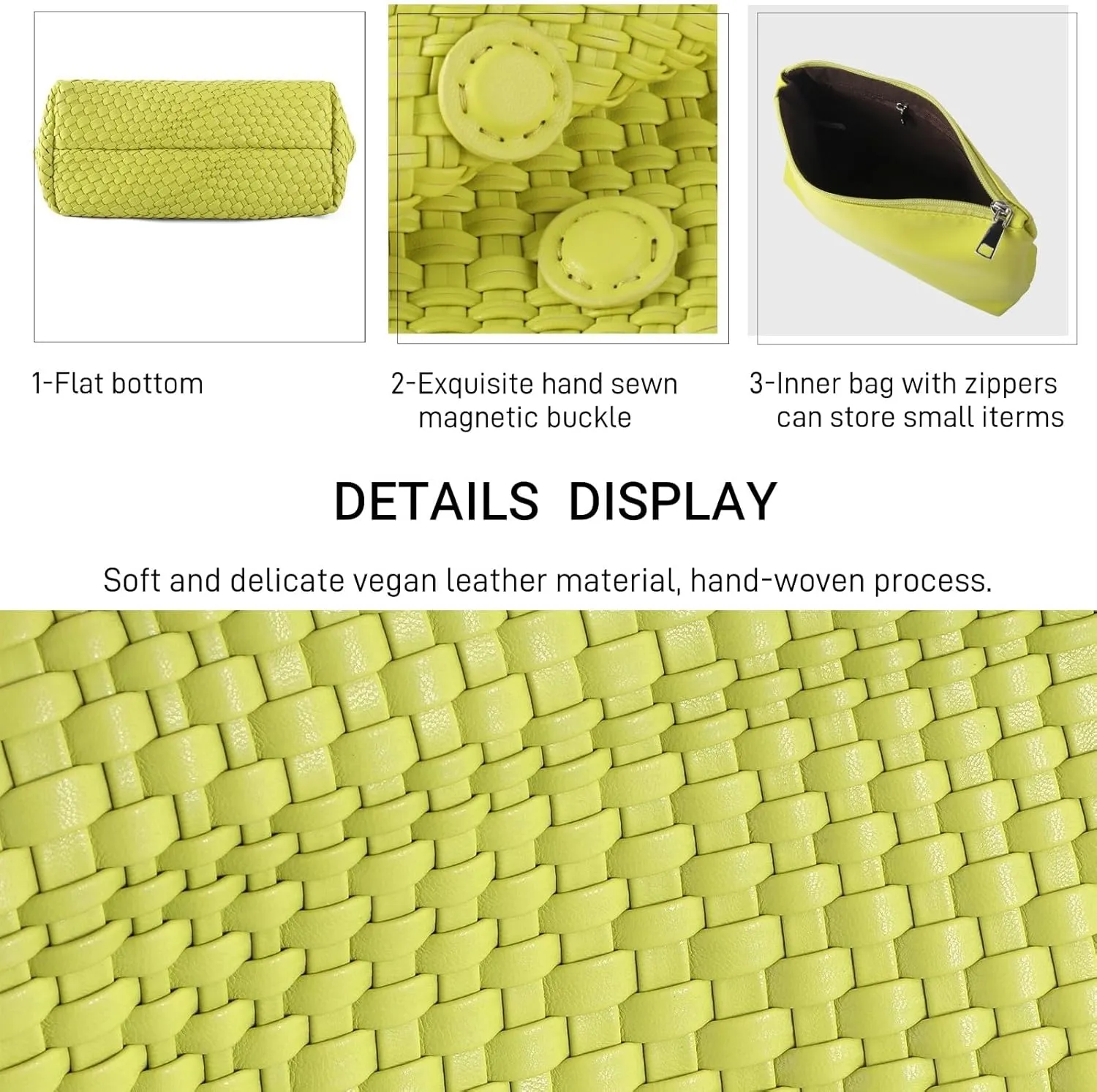 Woven Bag for Women，Vegan Leather Handwoven Tote Bags with Purse Shopper Bag Large Shoulder bag