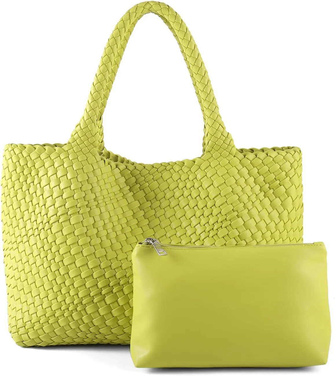 Woven Bag for Women，Vegan Leather Handwoven Tote Bags with Purse Shopper Bag Large Shoulder bag