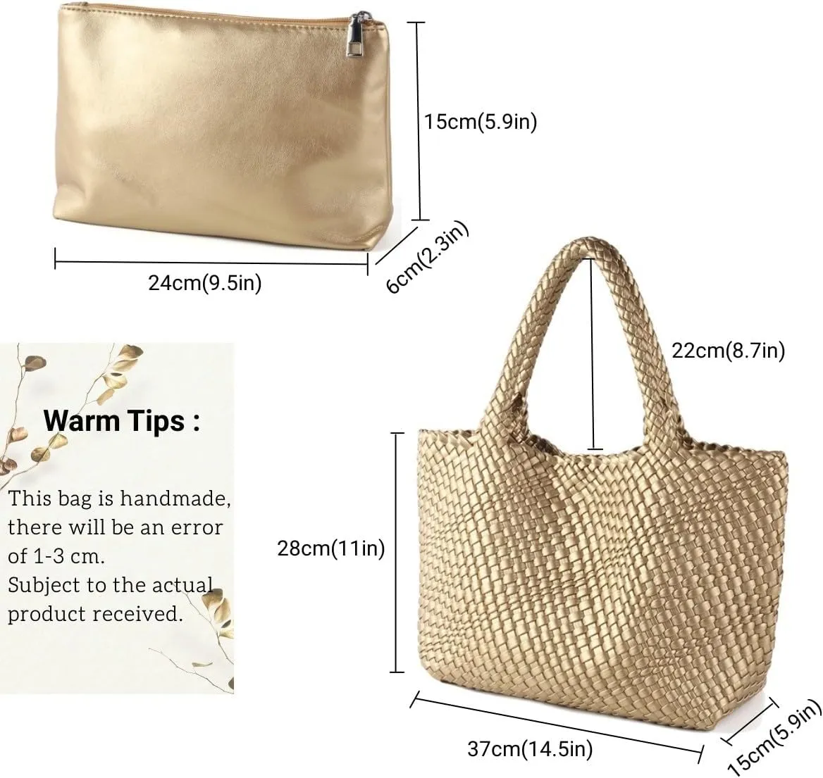 Woven Bag for Women，Vegan Leather Handwoven Tote Bags with Purse Shopper Bag Large Shoulder bag
