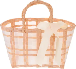 Woven Beach Bag Capacity Tote for Women Transparent Storage Pouch for Summer Outings Travel and Beach Fun Casual Design with Random Ribbon Color